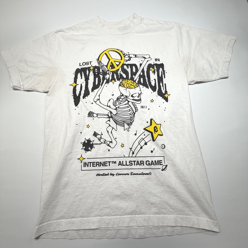 Common Tomatoes Lost in Cyberspace Graphic Tee Mens Large White Skeleton